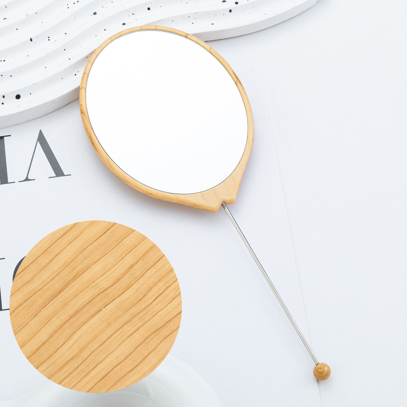 Wholesale  DIY Beaded Oval Wood Grain Mirror