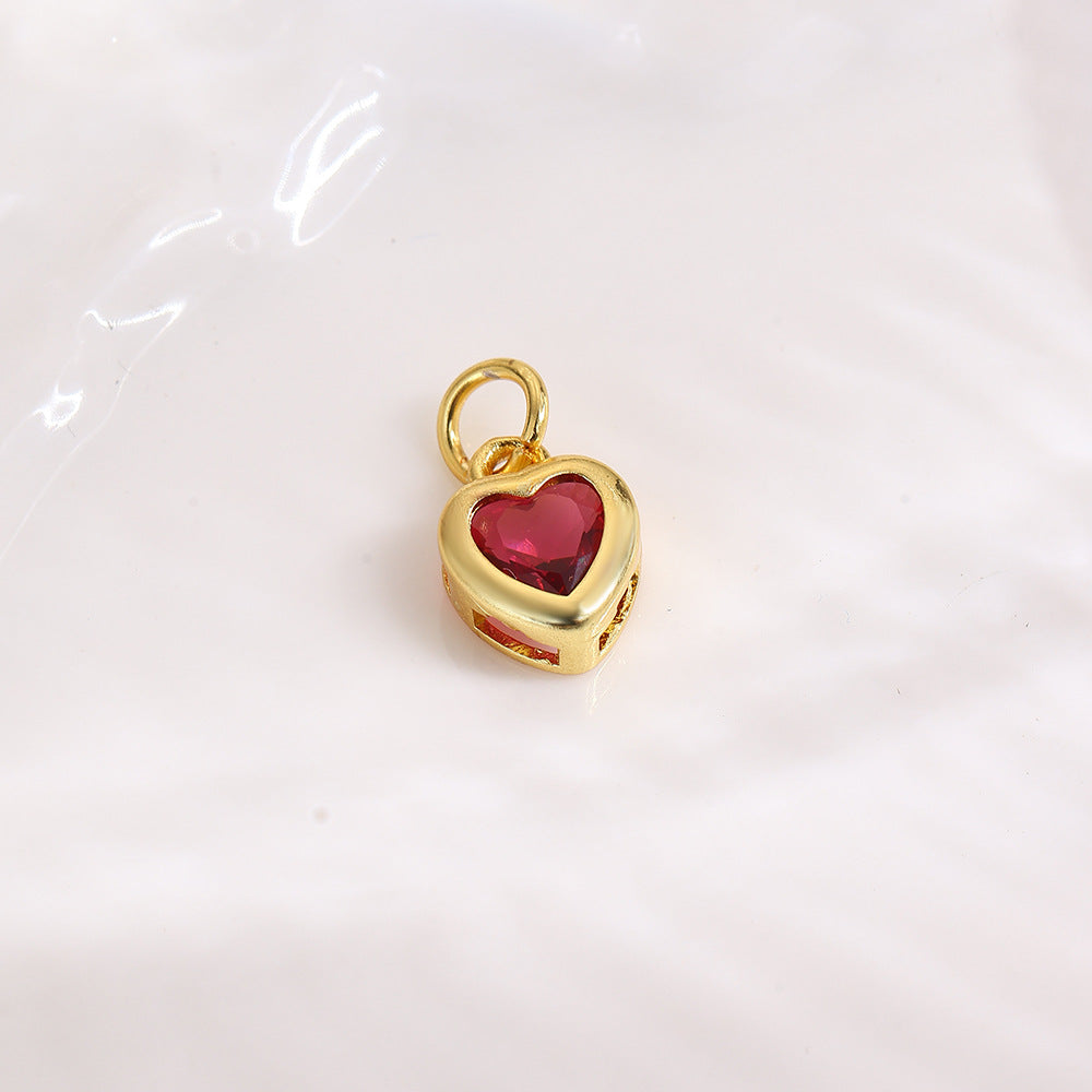 Wholesale Colorful zircon copper heart pendant