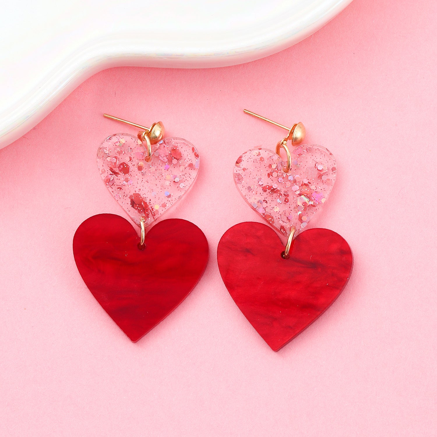 Wholesale Valentine' s Day Acrylic Heart Earrings