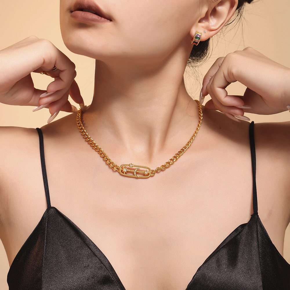 Wholesale  Star Moon Lightning Titanium Steel Necklace Bracelet