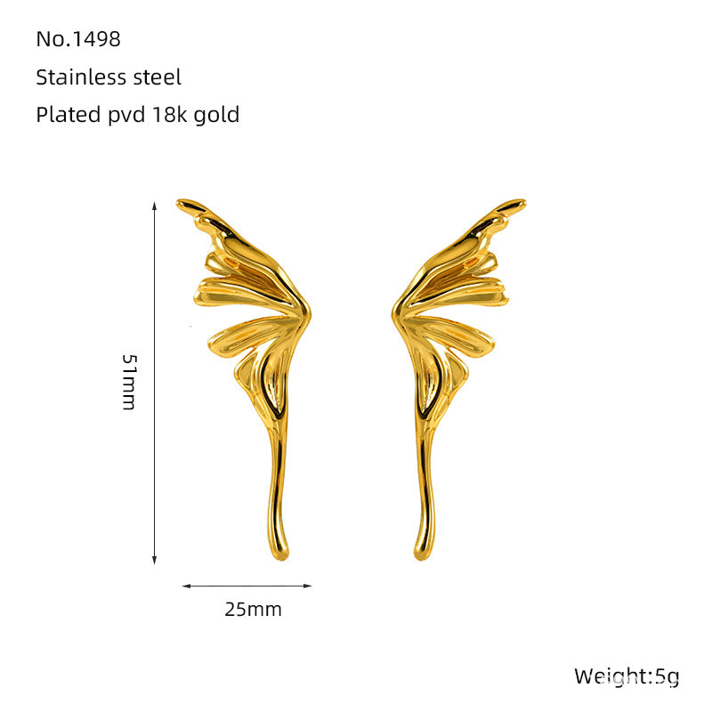 Wholesale Love earrings butterfly earrings stainless steel 18K multi-layer line irregular earrings