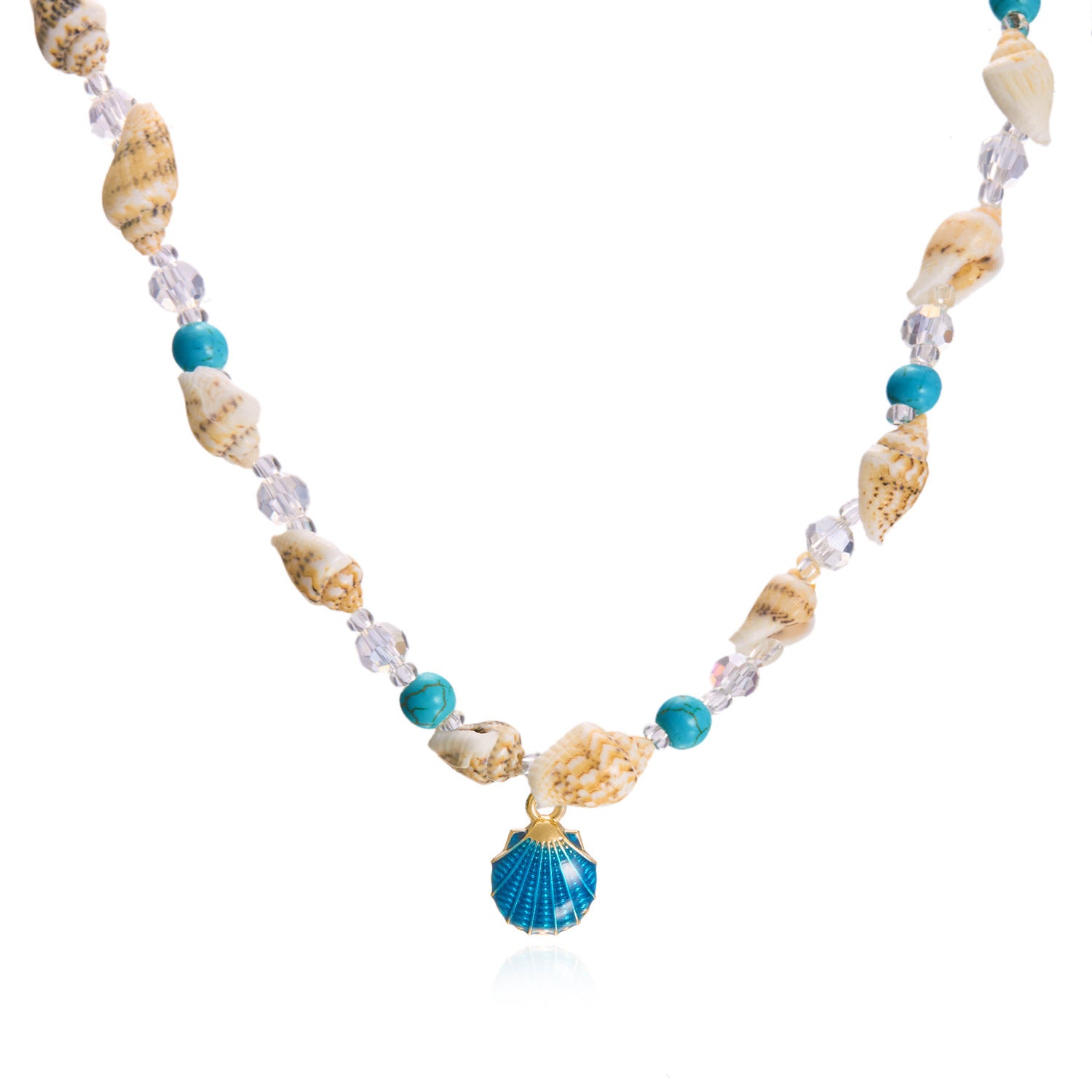 Wholesale  Bohemian Beach Vacation Marine Foot Fashion Conch Rice Bead Shell Beaded Necklace