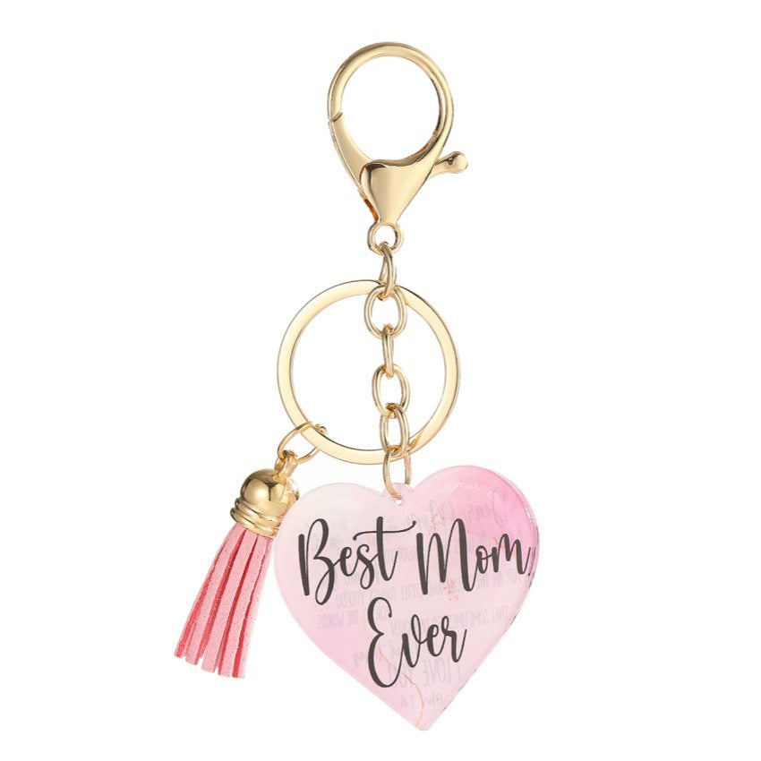 Wholesale  Mother's Day Love Acrylic MOM Tassel Keychain