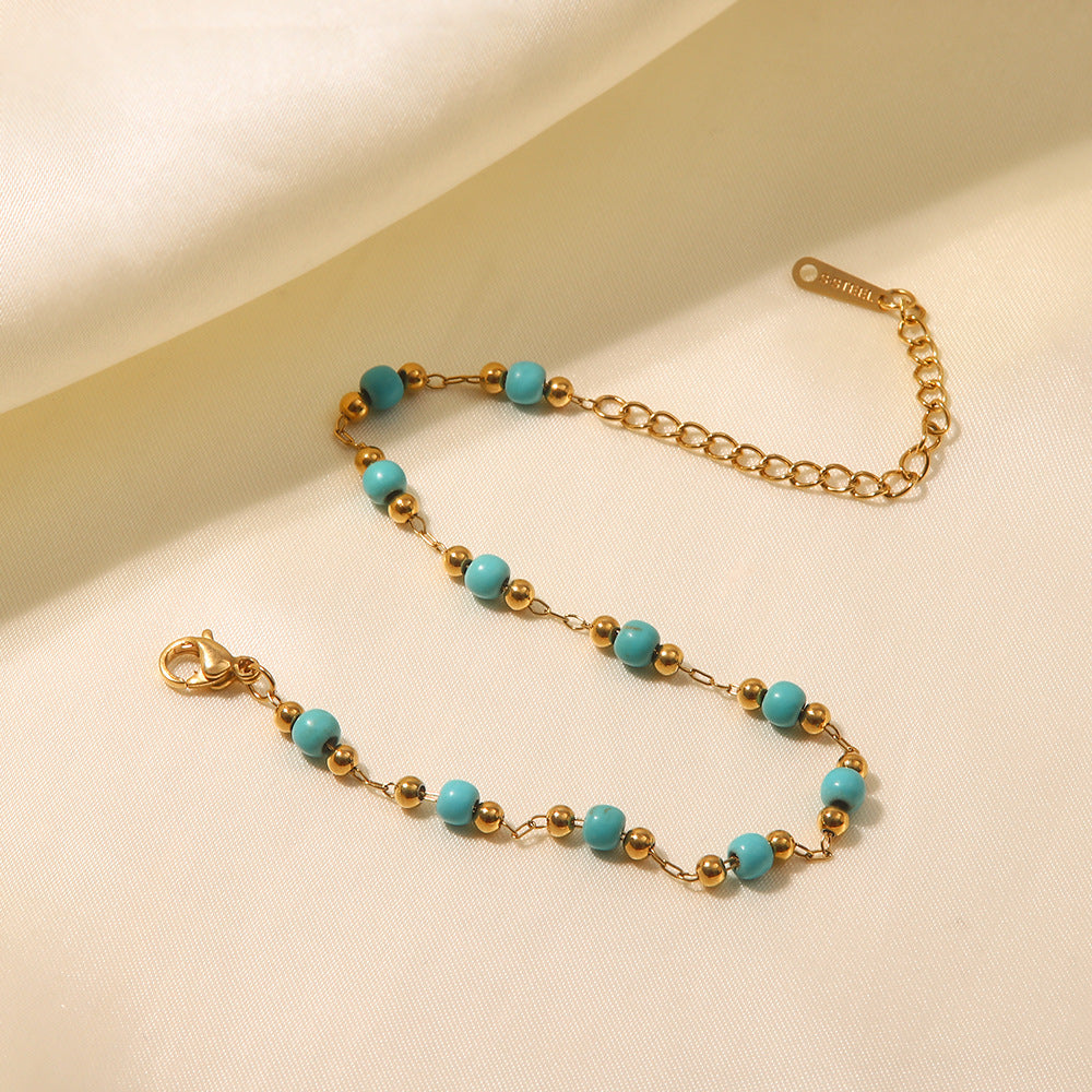 Wholesale 18K Gold Plated Bracelet Stainless Steel Bracelets Turquoise Bracelet ACC-BT-JD002