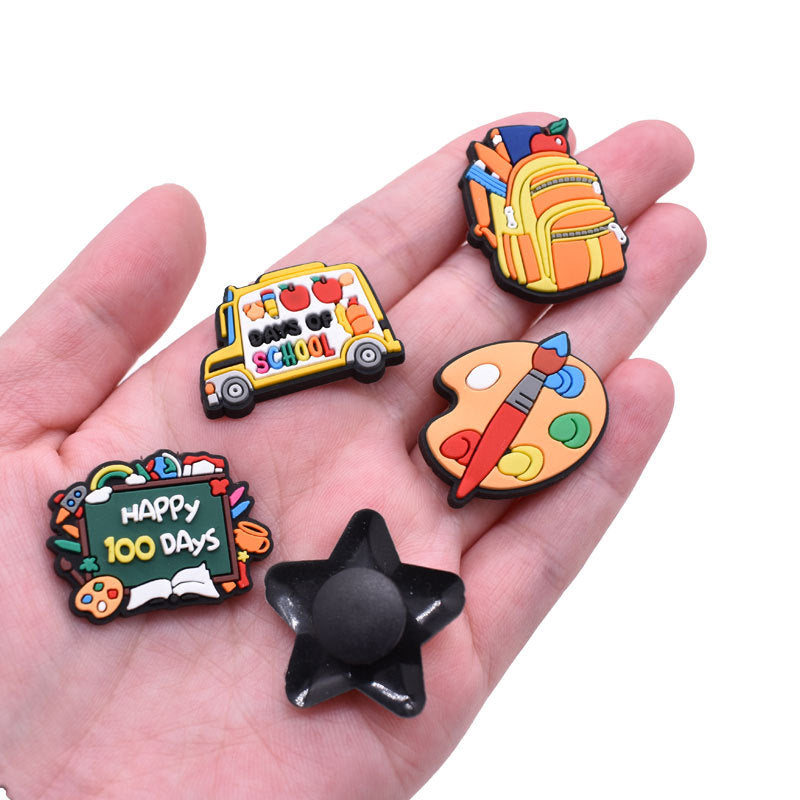 Wholesale Random 100pcs PVC Soft Rubber Perforated Shoes for The Start of The School Season, DIY Decoration ACC-SC-RYY008