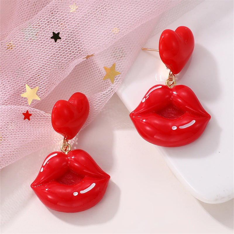 Wholesale  Valentine's Day  Earrings Lips Red Earrings  Jewelry