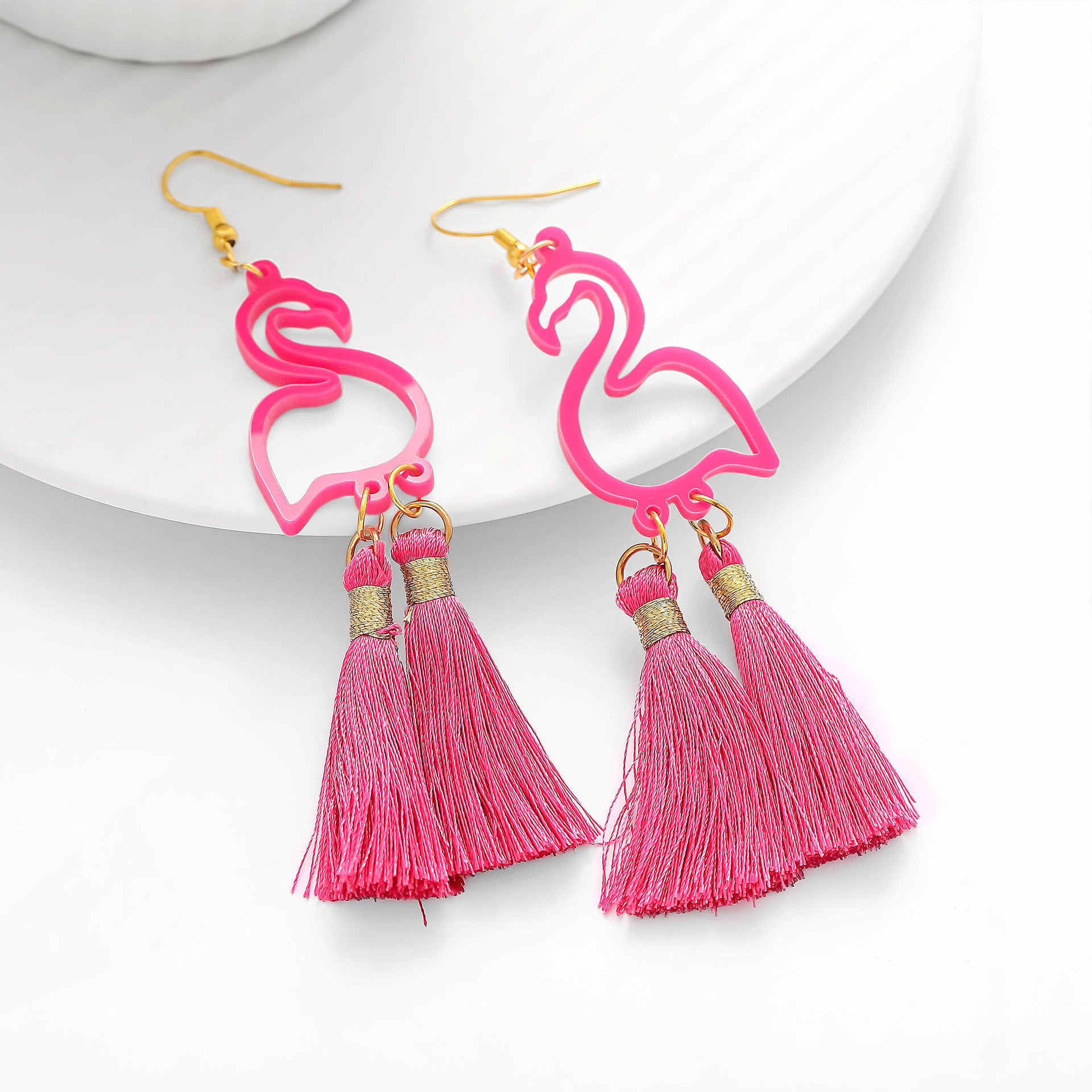 Wholesale Eco-friendly Acrylic Earrings Hollow Swan Tassel Earrings