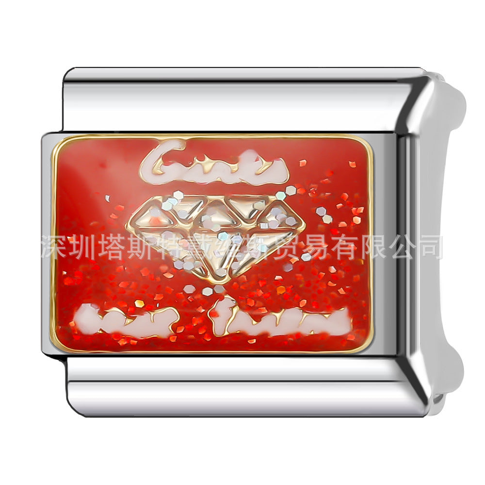 Wholesale 9mm Italian Charm Starter Bracelets DIY square Single Section Creative Stainless Steel Composable Bracelet