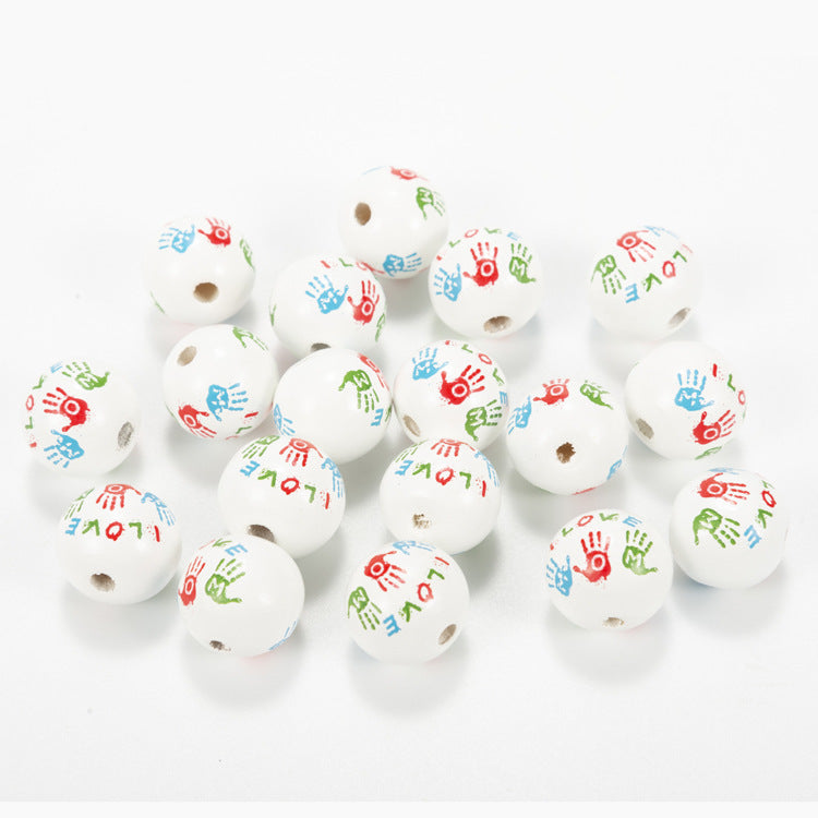 Wholesale 50pcs Mother's Day Wooden Beads Colored Wooden Beads Focal Beads ACC-BDS-DianJin003