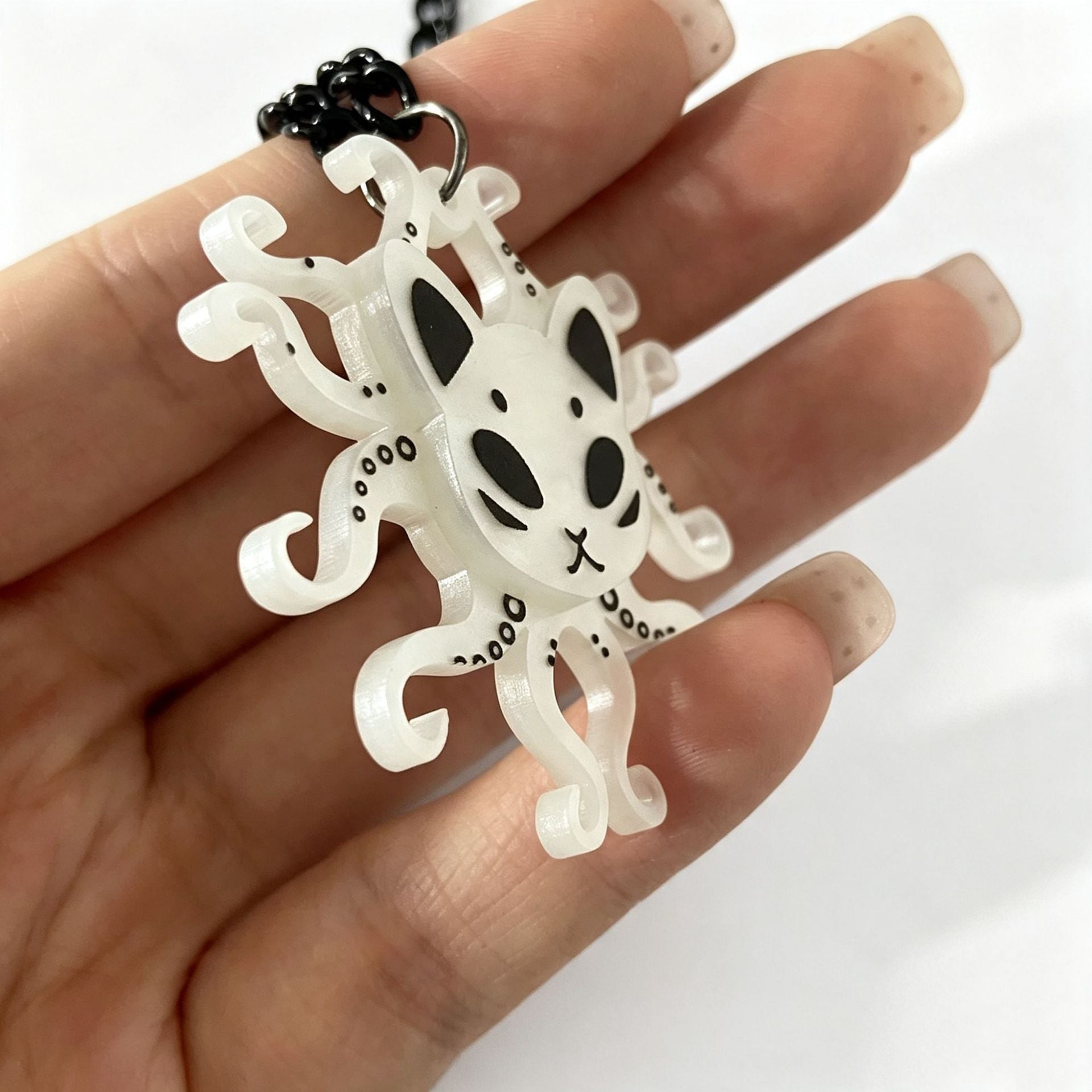 Wholesale  Black Cat Octopus Double Layer Acrylic Pendant Necklace Cute Dark Cartoon Fashion Jewelry Accessory For Women