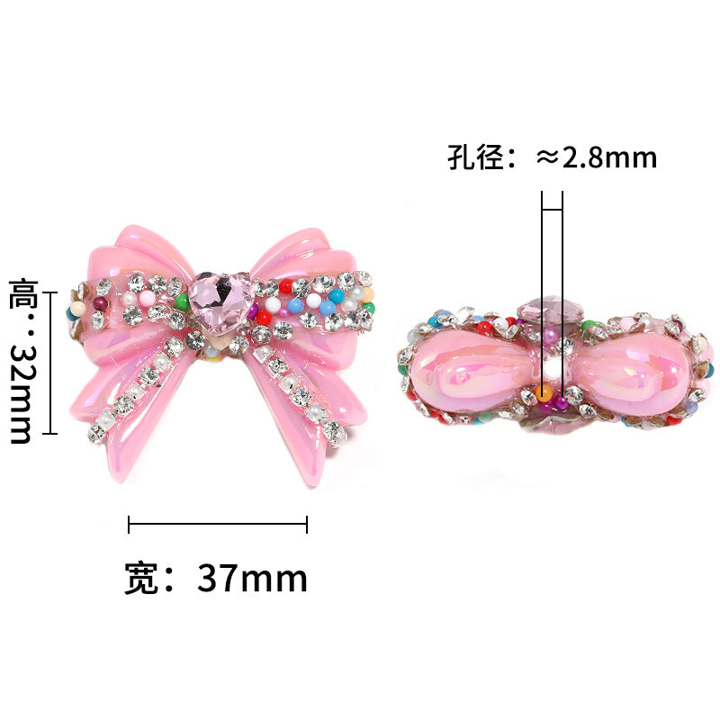 Wholesale of 5pcs Water Diamond UV Plated Colored Bow Acrylic Beads ACC-BDS-BLG011