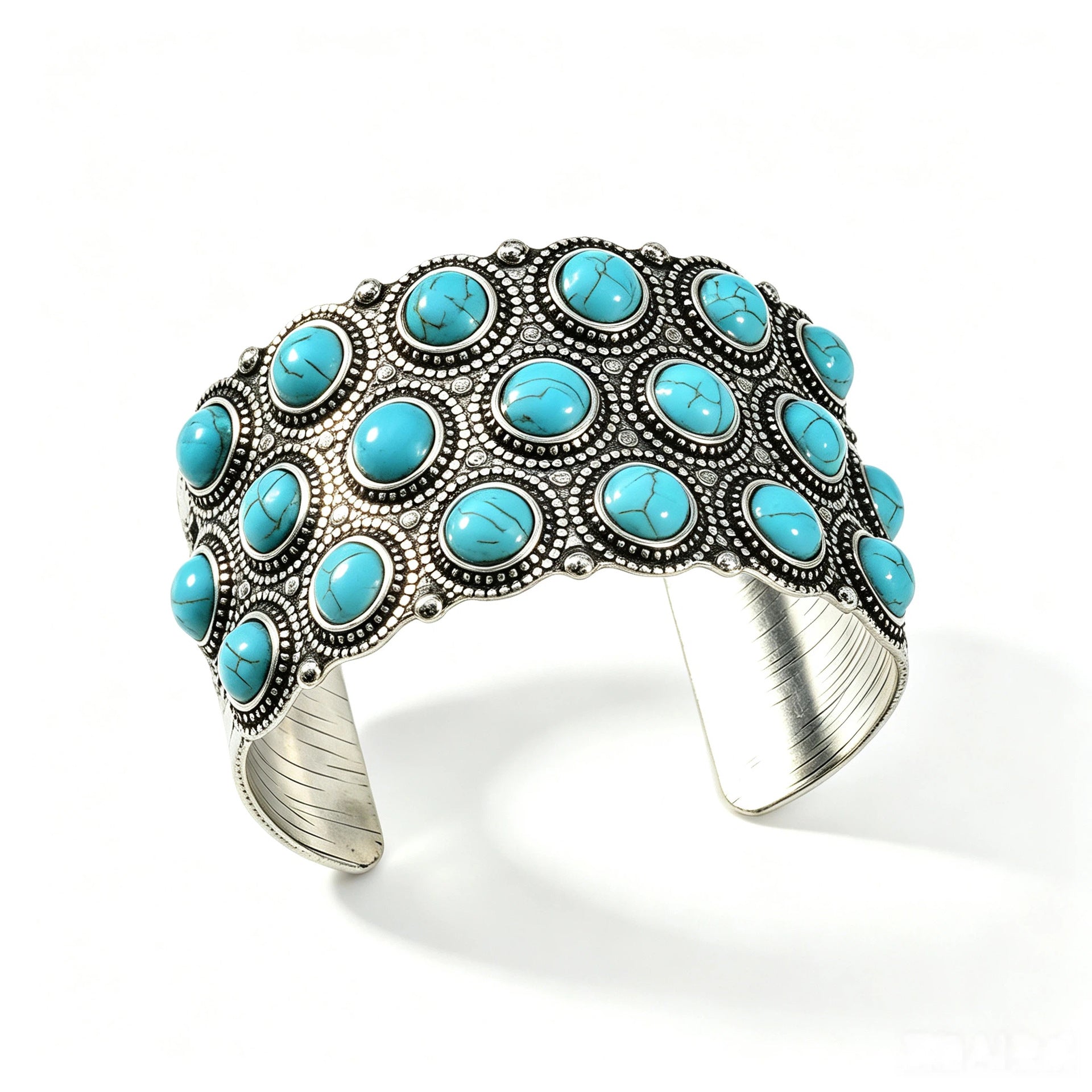 Wholesale Retro Turquoise Jewelry Set Ethnic Style Distressed Earrings Ring Bracelet For Women Gift Resale Accessory