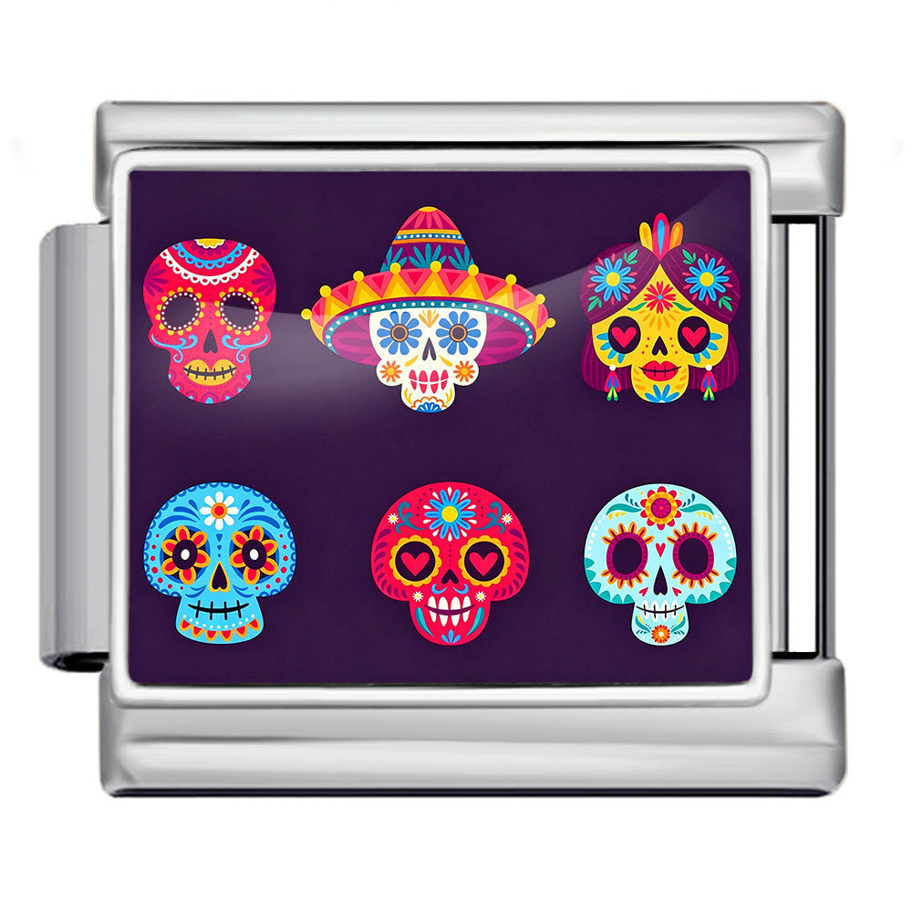 Wholesale Stylish Day Of The Dead Skull Modular Bracelet Stainless Steel DIY Detachable Jewelry Gift