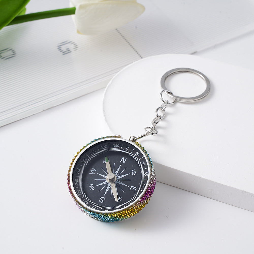 Wholesale Rhinestone Outdoor Mini Aluminum Alloy Compass Keychain Keychains Accessories ACC-KC-ZhiYa011