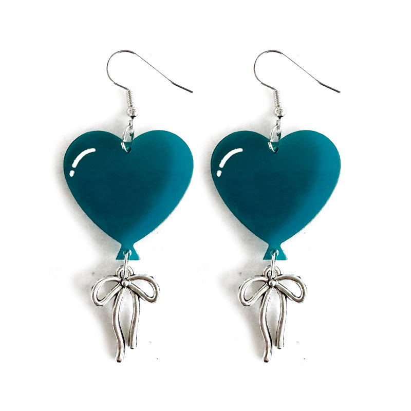 Wholesale Love-Shaped Acrylic Earrings Balloon Bow Design Fashion Accessory