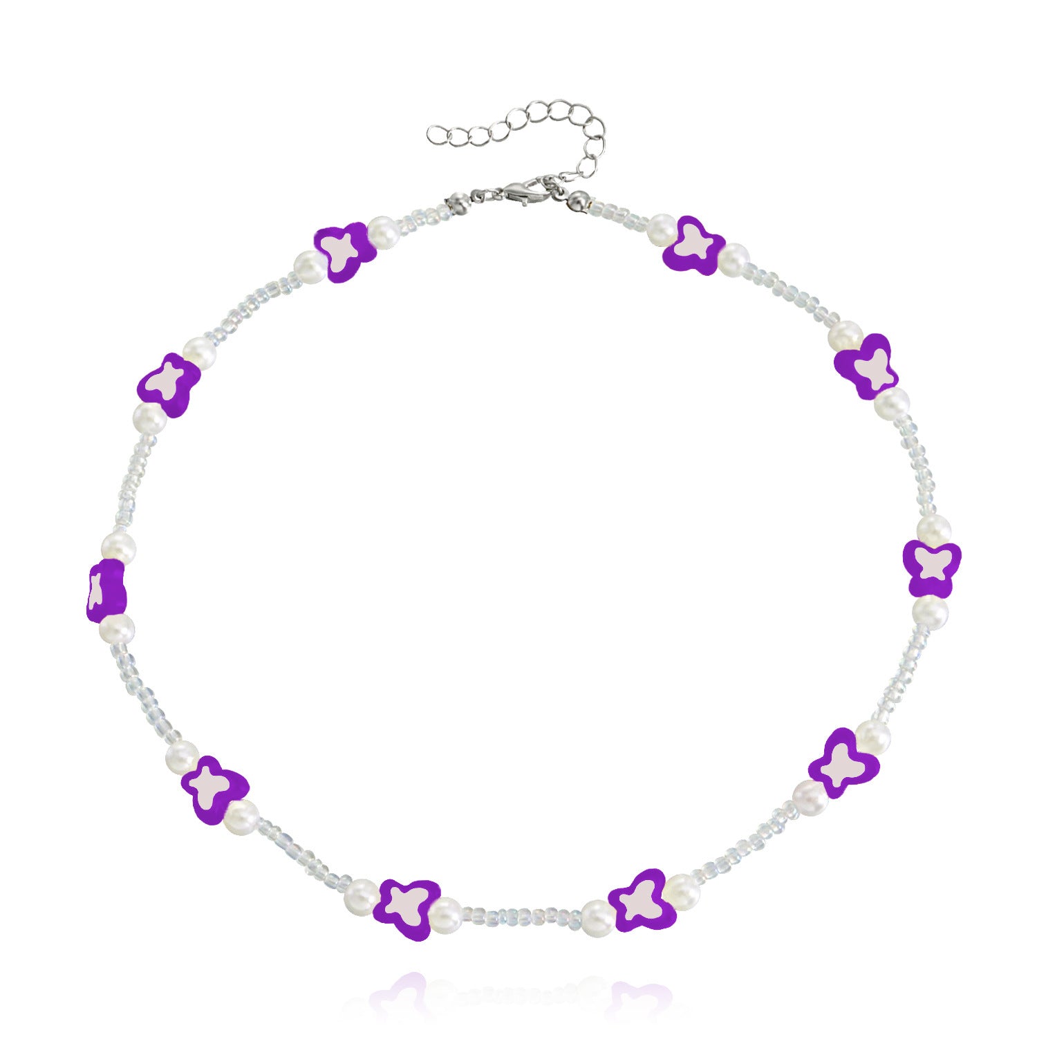 Wholesale Mini Color Butterfly Clear-cut Rice Bead  Necklaces