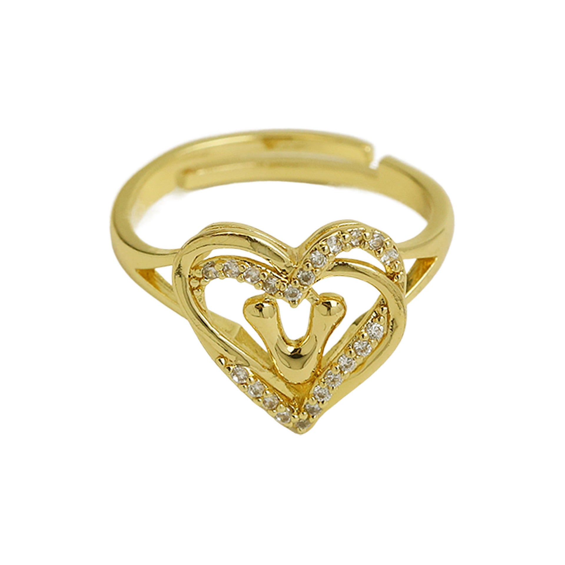 Wholesale  gold love heart-shaped 26 English letters open heart fashion  ring