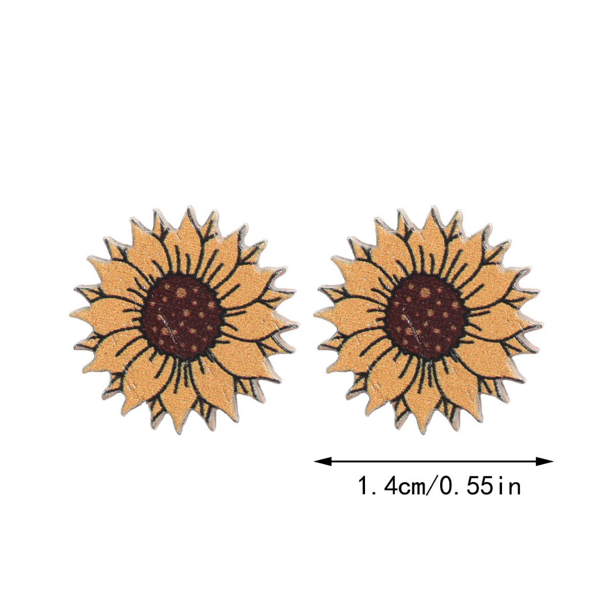 Wholesale Western Wind Sunflower Sunflower Flower Chrysanthemum Pattern Wooden Earrings