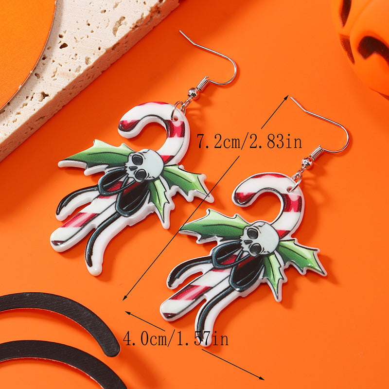 Wholesale Halloween Christmas Bell Little Dinosaur Cane Monster Double-sided Earrings ACC-ES-Haoc004