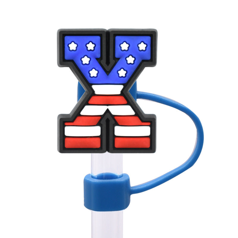 Wholesale Random 100pcs dustproof straw cap letter Straw Cover Straw Tube Cap