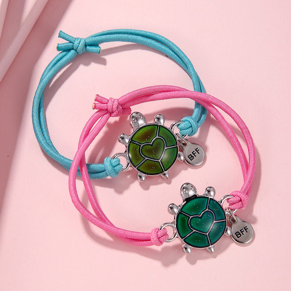 Wholesale Thermochromic Cartoon Pattern Elastic Bracelet Alloy Oil Drop Children' s Bracelet