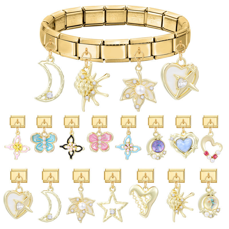 Wholesale Italian Charm Bracelet 9mm DIY Splicing Creative Pendant Stainless Steel Composable Bracelet