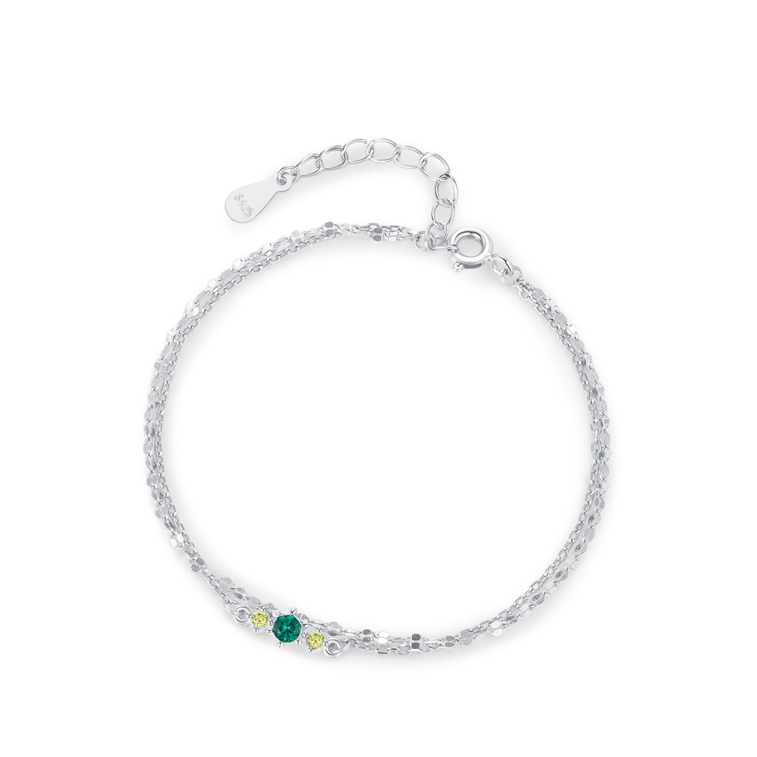 Wholesale S925 Sterling Silver Color Zircon Three-color Bracelet