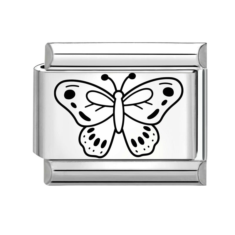 Wholesale 9mm Italian Charm Starter Bracelets DIY Black and white Creative Stainless Steel Composable Bracelet