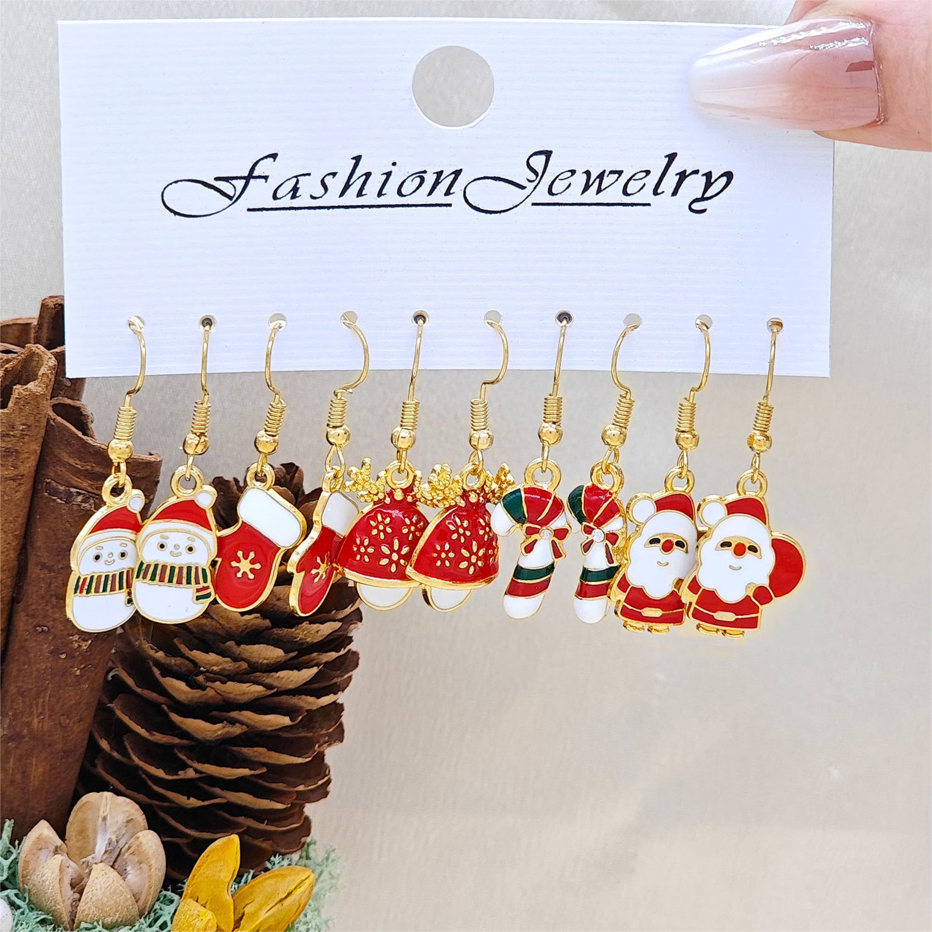 Wholesale Christmas Earrings Set Santa Claus Snowman Snowflake Elk Christmas Tree Earrings ACC-ES-TianShe003