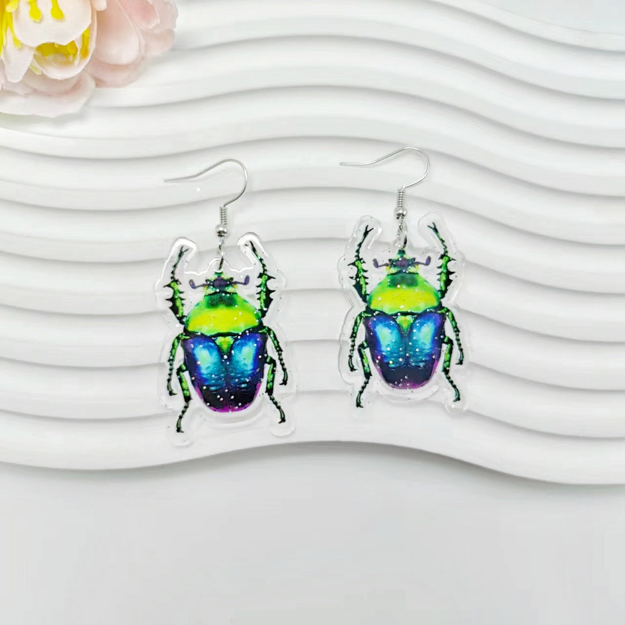 Wholesale Vintage Insect Series Acrylic Print Earrings ACC-ES-Qiyu024