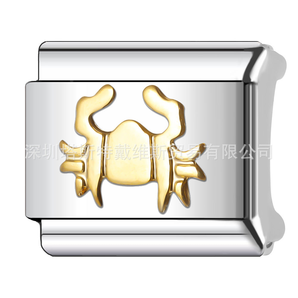 Wholesale 9mm Italian Charm Starter Bracelets DIY square Single Section Creative Stainless Steel Composable Bracelet