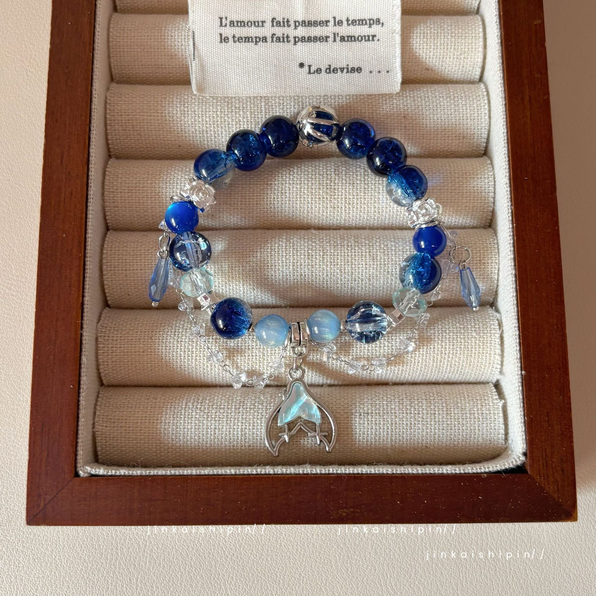 Wholesale Blue Fish Tail Beaded Tassel Bracelet