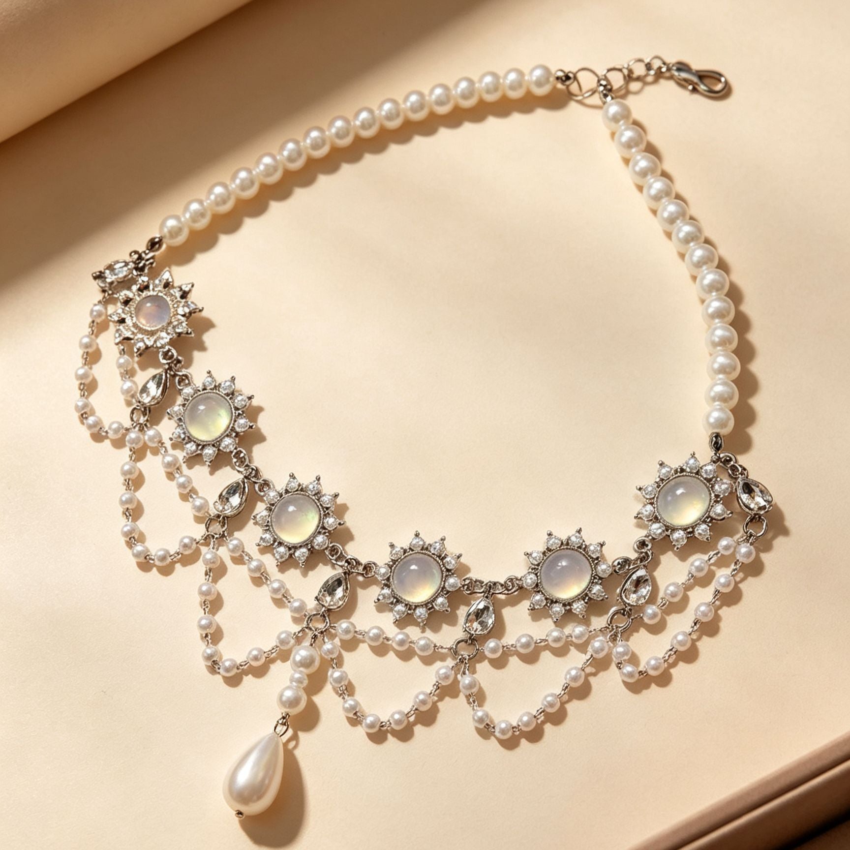 Wholesale Rhinestone Tassel Drop Pearl Layered Choker Necklace For Women Fashion Jewelry Gift Boutique Resale