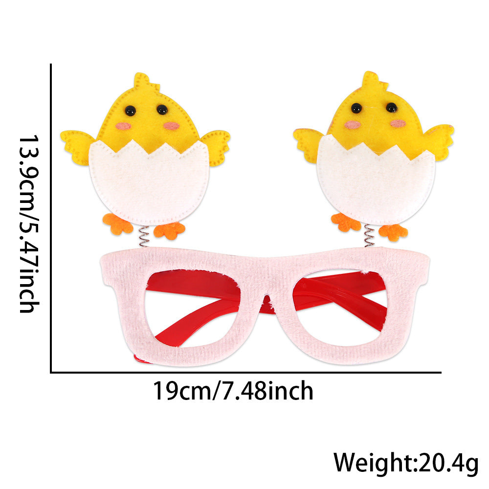 Wholesale  Easter decorations flannel chicken rabbit photo glasses decoration