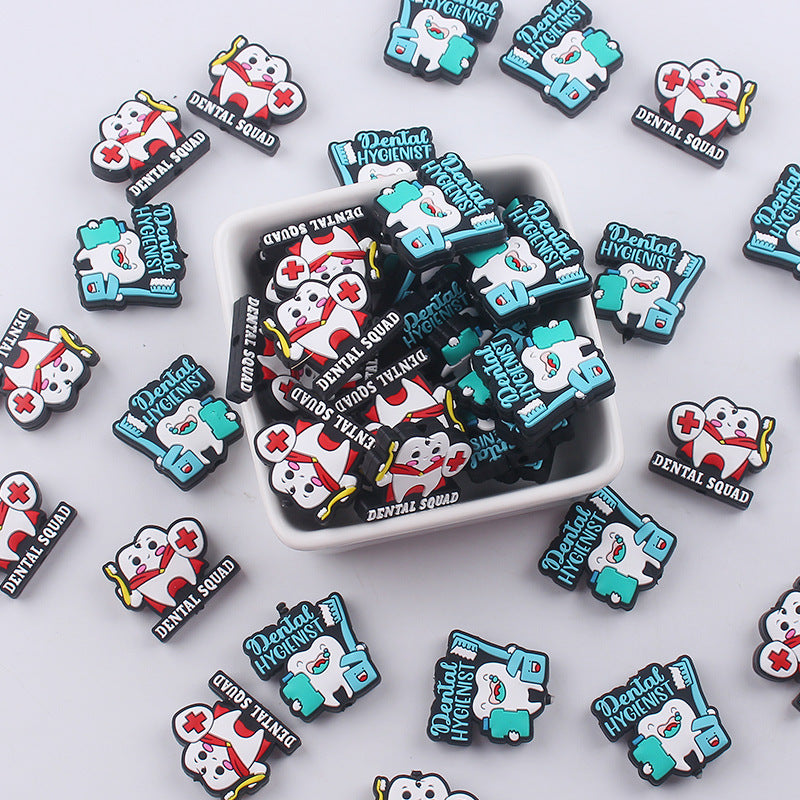 Wholesale 10pcs Cartoon Dental Silicone Beads Focal Beads DIY Beadable Pen Accessories ACC-BDS-GuangTian028
