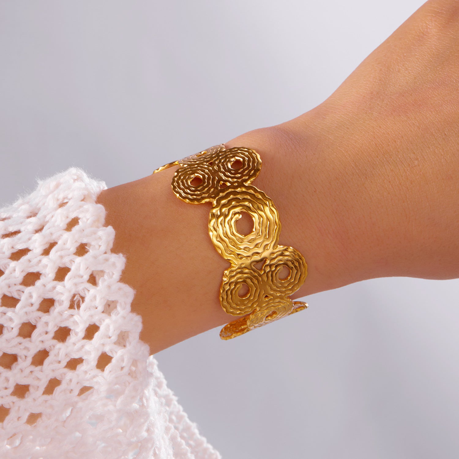 Wholesale Stainless steel  Irregular Leaf Wide Opening Bracelet