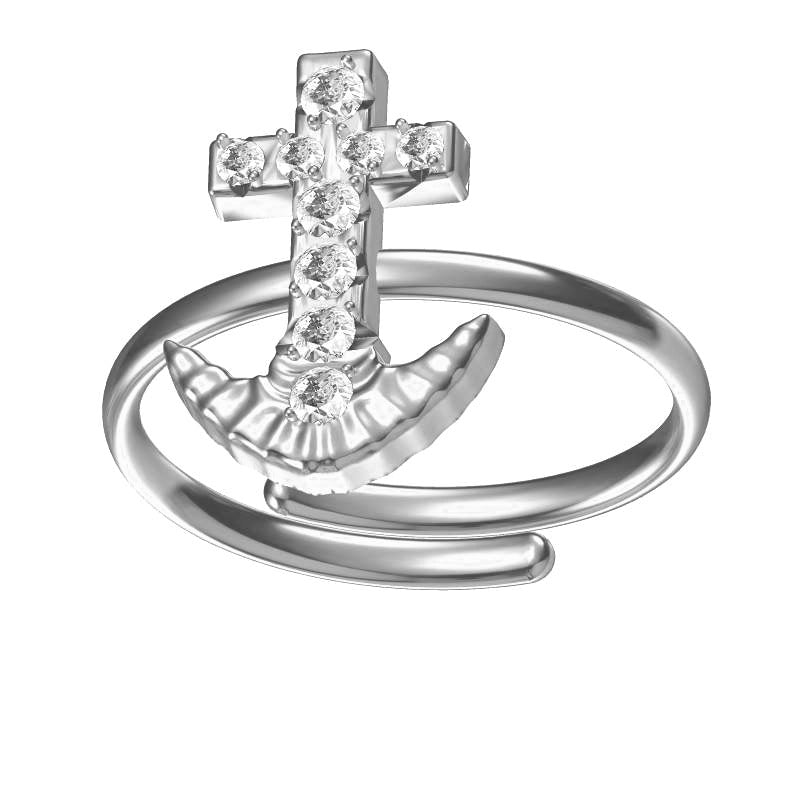 Wholesale Titanium Steel Adjustable Inlay Zirconia Anchor Ring