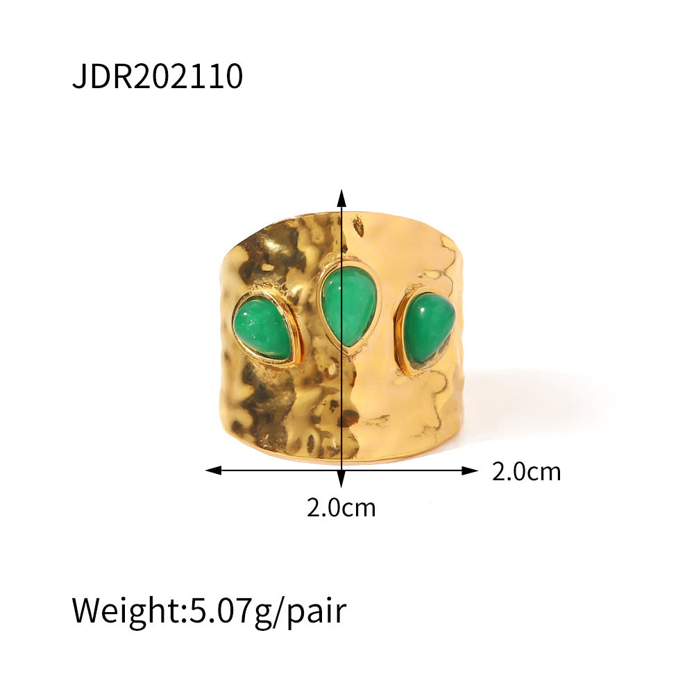 Wholesale Retro Titanium Steel Open Gemstone Ring