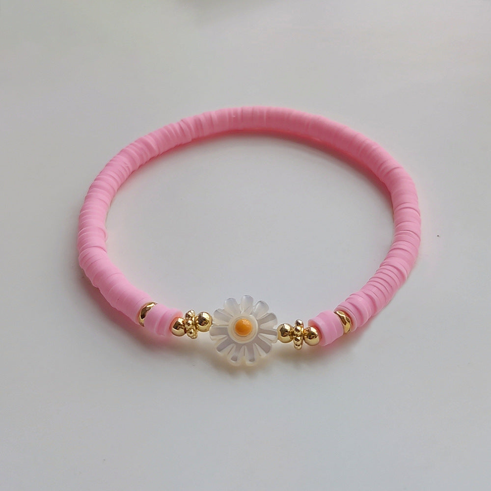 Wholesale bohemian soft clay elastic rope beaded daisy bracelet ACC-BT-Qiqi006