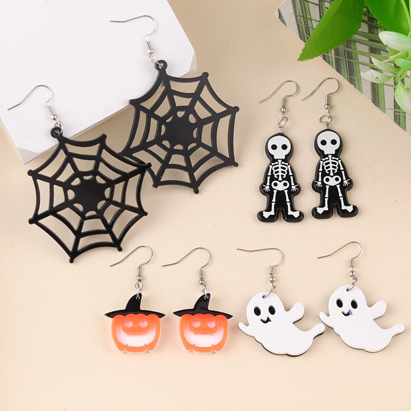 Wholesale  Halloween Earrings Horror Spider Ghost Acrylic Earrings