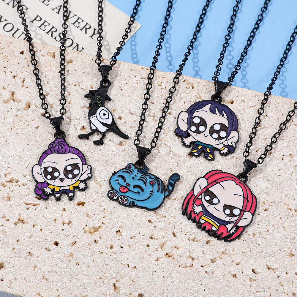 Wholesale kpop cartoon anime oil drop alloy necklace