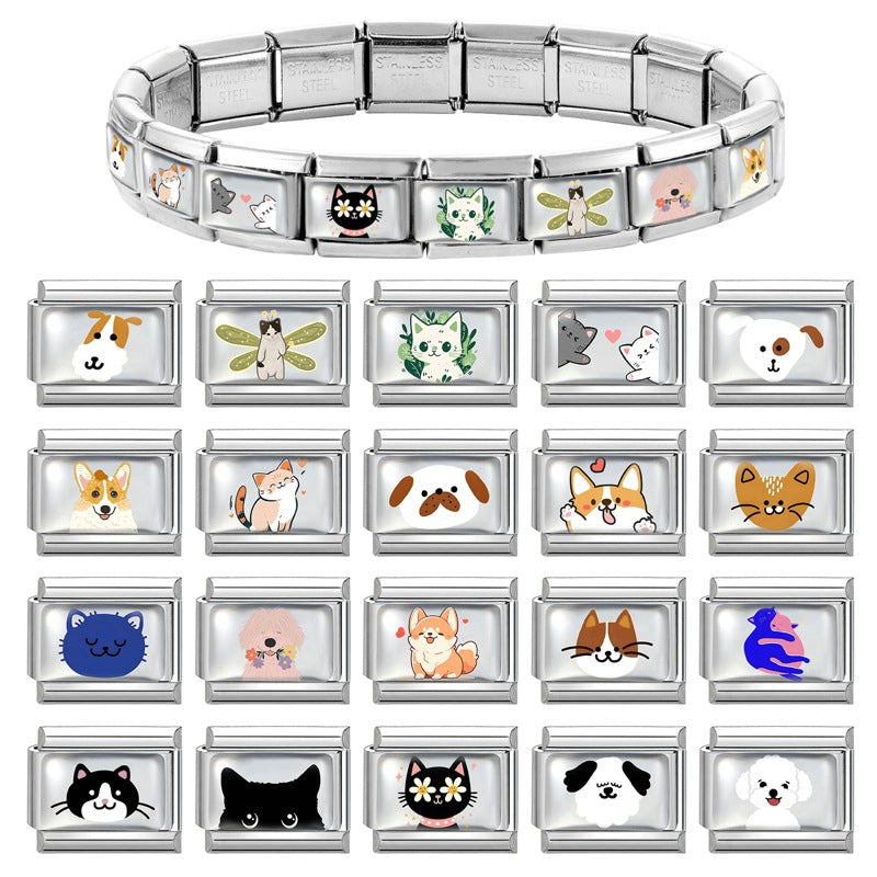 Wholesale 9mm Italian Charm Starter Bracelets DIY Pet Series Stainless Steel Composable Bracelet