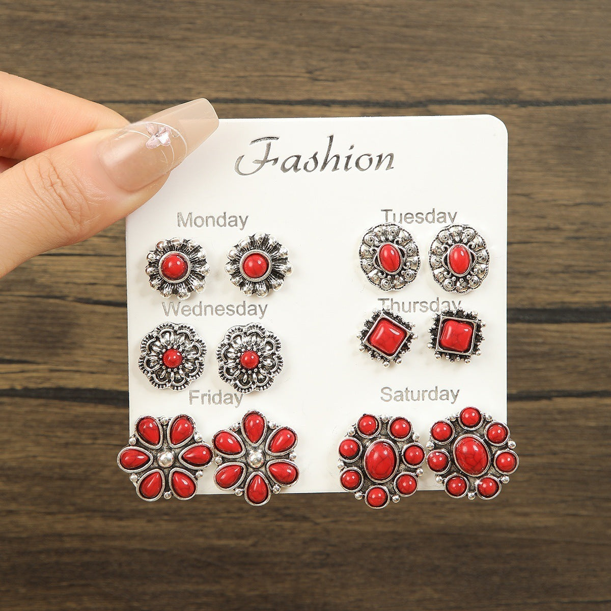 Wholesale Retro Bohemian Style Oval Geometric Flower Earrings