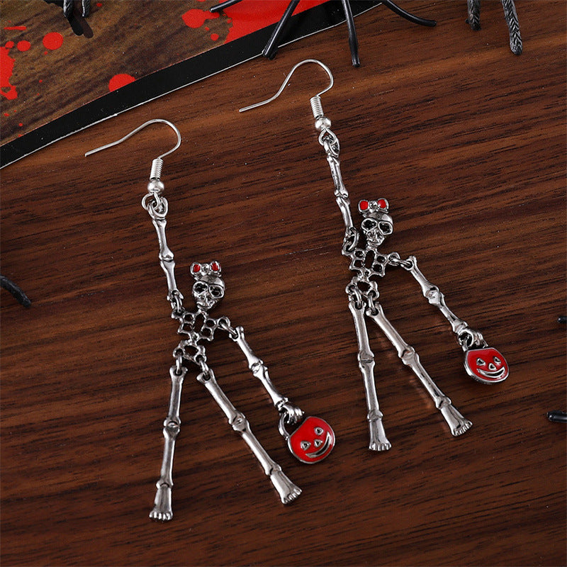 Wholesale Chic  Skeleton Hand Pumpkin Bag Earrings Creative Zinc Alloy Fashion Accessory For Gift And Boutique Resale
