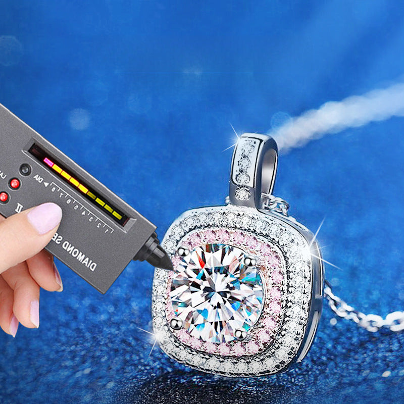 Wholesale Moissanite Sugar Cube 925 Sterling Silver Full Diamond Clavicle Necklace