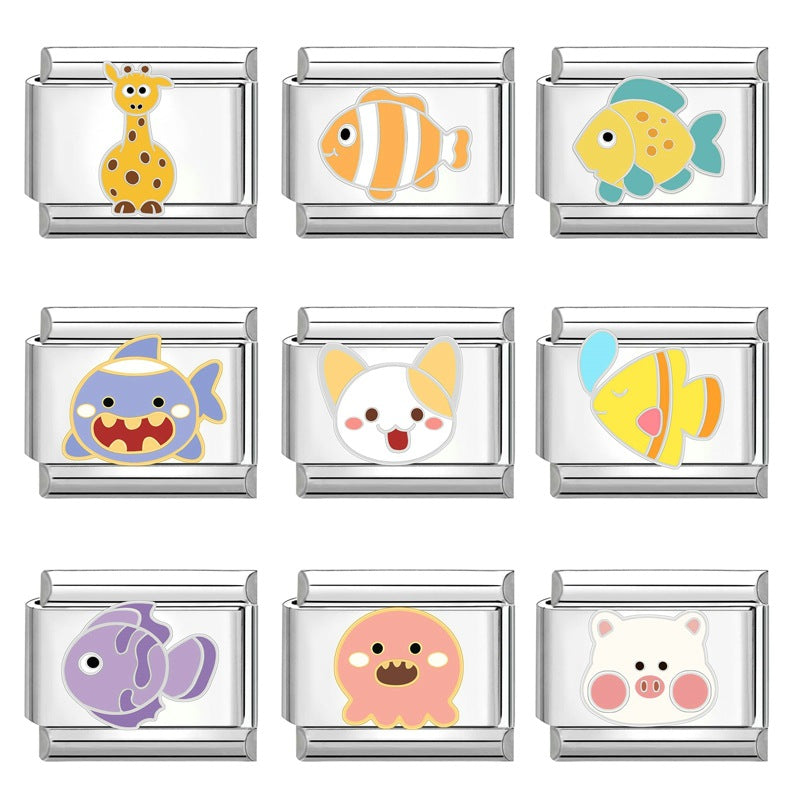 Wholesale Italian modular creative cute Charms animal cartoon DIY jewelry craft bracelet accessories