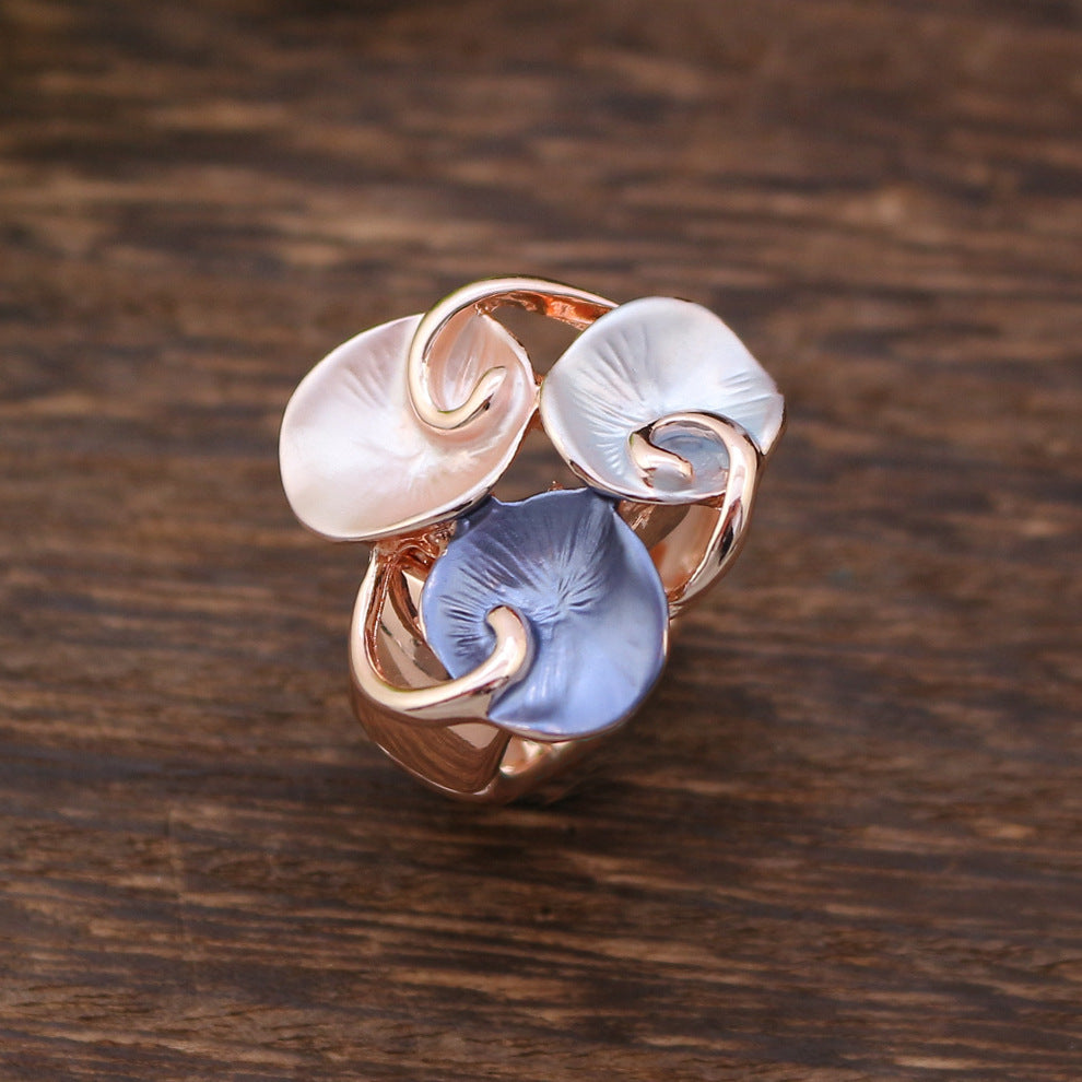 Wholesale Elastic Band Ring Alloy Zinc Diamond Oil Painting Adjustable Rings