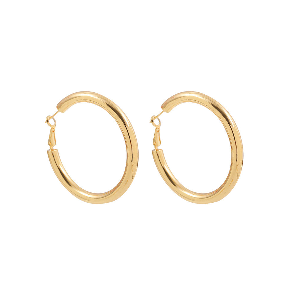 Wholesale 18K gold classic simple smooth plain ring earrings