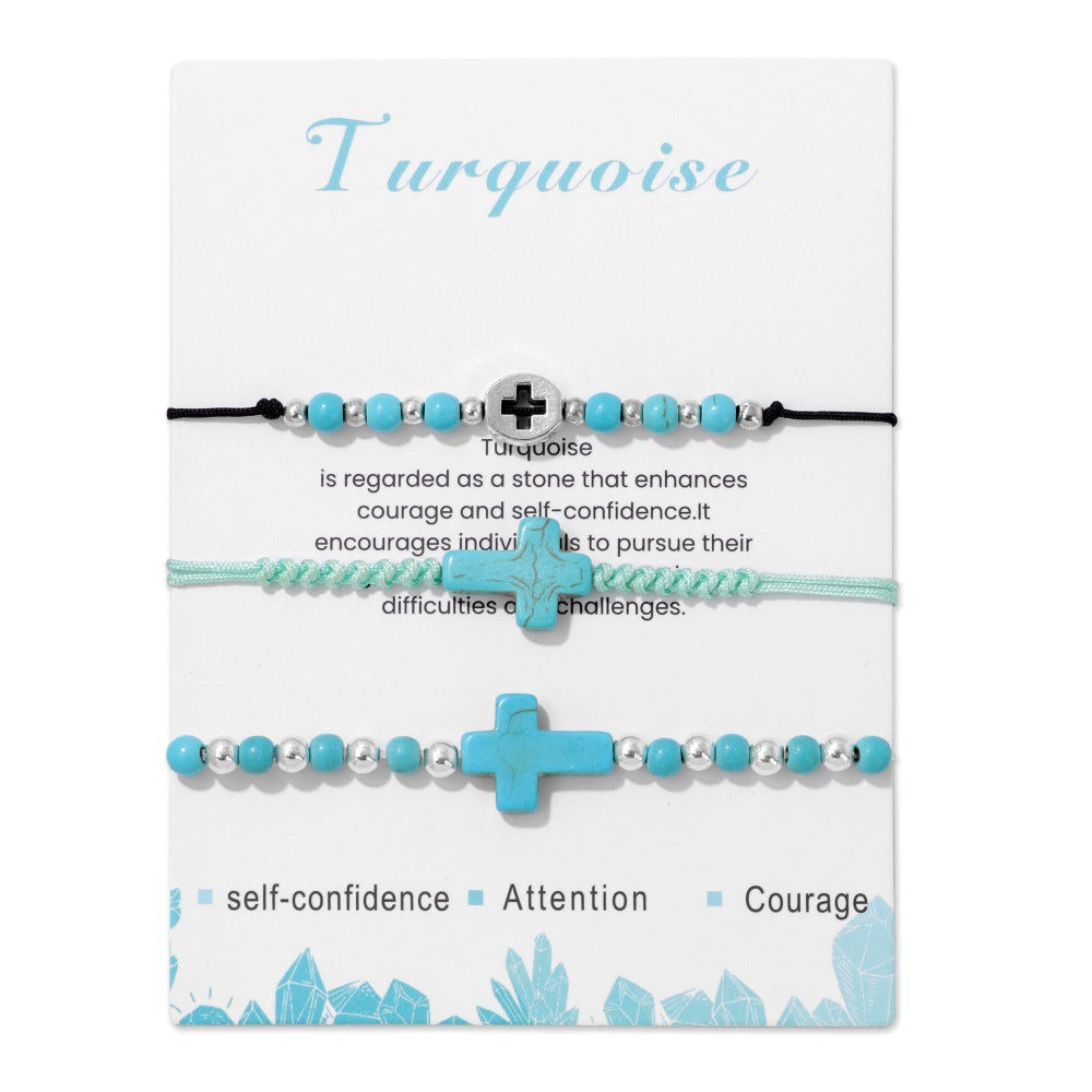 Wholesale Turquoise Men's Turtle Handmade Braided Bracelet Set ACC-BT-YinYi001