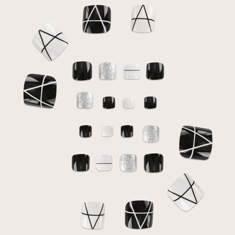 Wholesale of 24 Pieces of Plastic Silver Toenails Press on Nails Kits for Nail Enhancement ACC-NS-MeiSu012